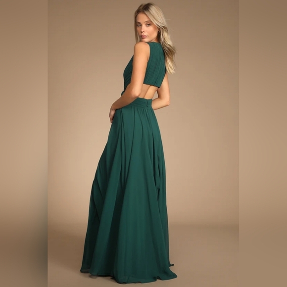 Lulu's Deep Green Prom Dress - Picture 4 of 15